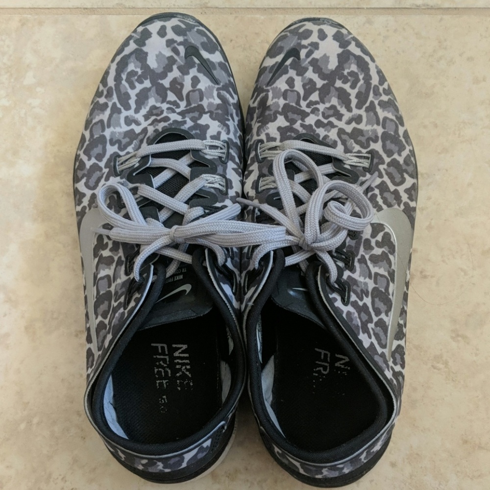 Grey Leopard Print Nike Free 5.0